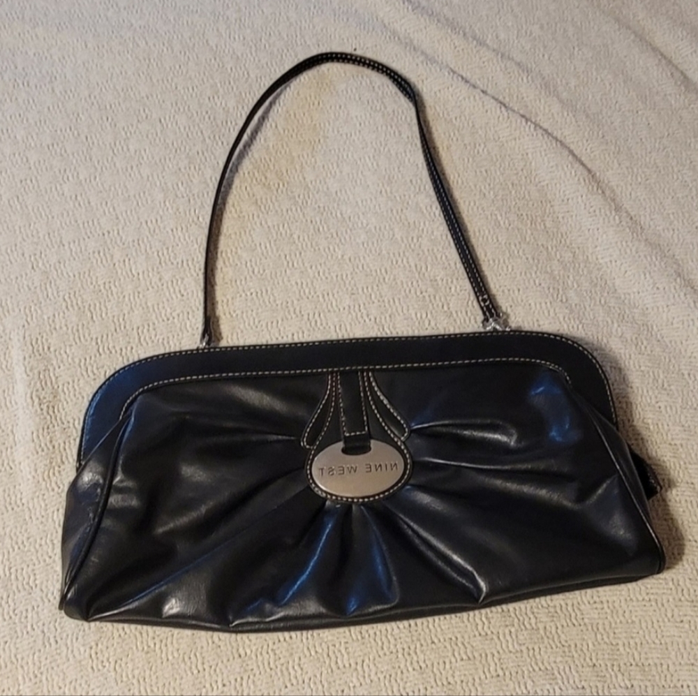 Nine West Black Ruched Mini Shoulder Bag - NWOT Y2K Style